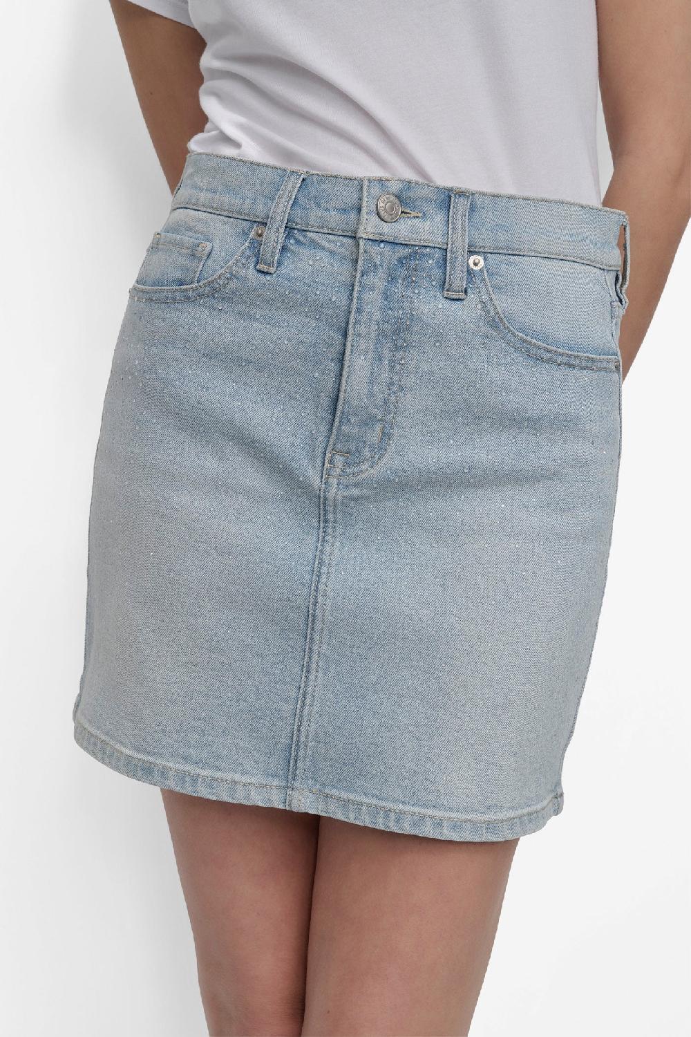 dkny MINI SKIRT WITH RHINESTONE EMBELLISHMENT HEAT WAVE