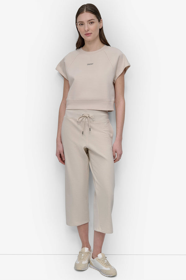 Dkny MINI STUD LOGO RAGLAN PULLOVER LIGHT CITY KHAKI