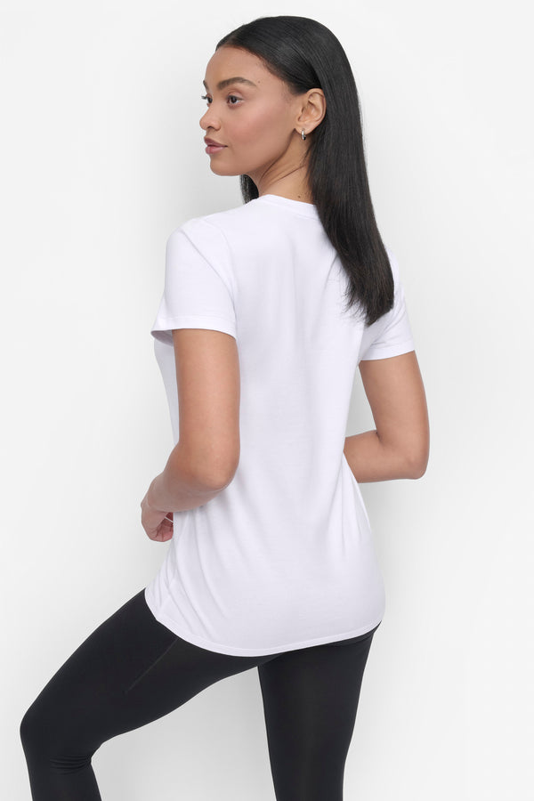 Dkny OMBRE OUTLINE LOGO CREW NECK TEE WHITE/ TROPICAL PEACH