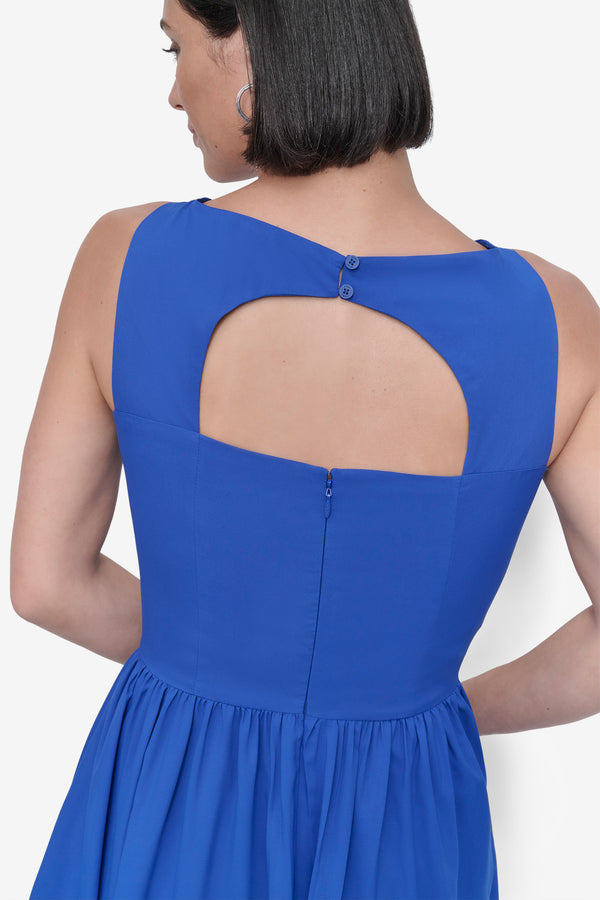 Dkny SLEEVELESS BOAT NECK DROP WAIST DRESS ATLANTIC BLUE