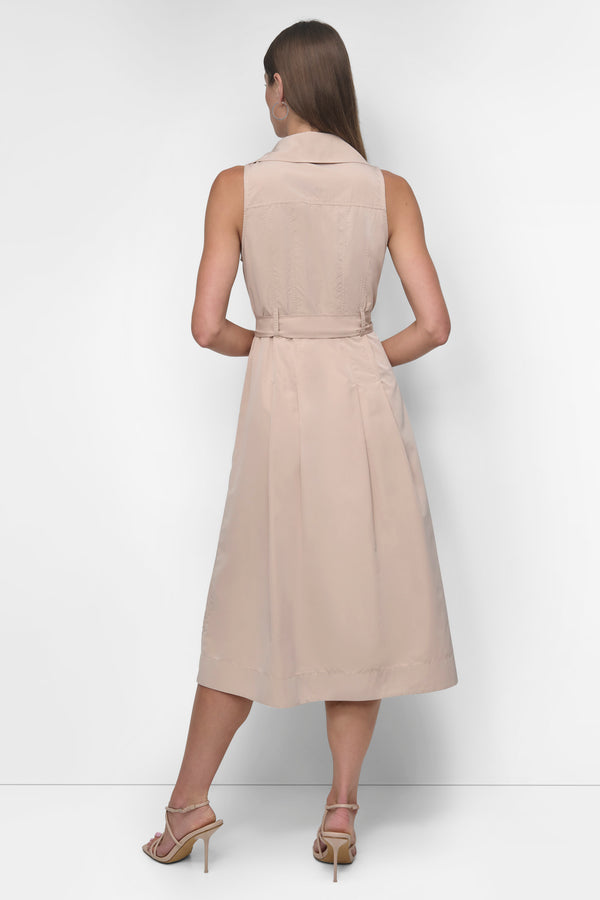 Dkny SLEEVELESS TECH COTTON BELTED MIDI DRESS BLUSH
