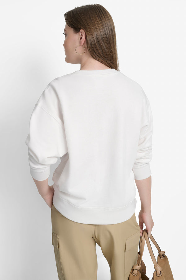Dkny STACKED BASKETWEAVE LOGO SWEATSHIRT Ivory/Natural