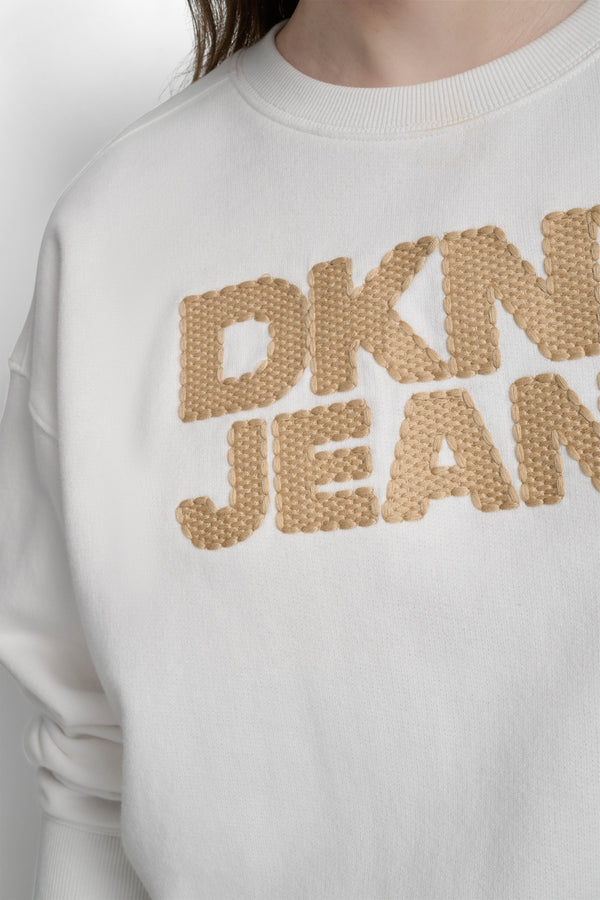 Dkny STACKED BASKETWEAVE LOGO SWEATSHIRT Ivory/Natural