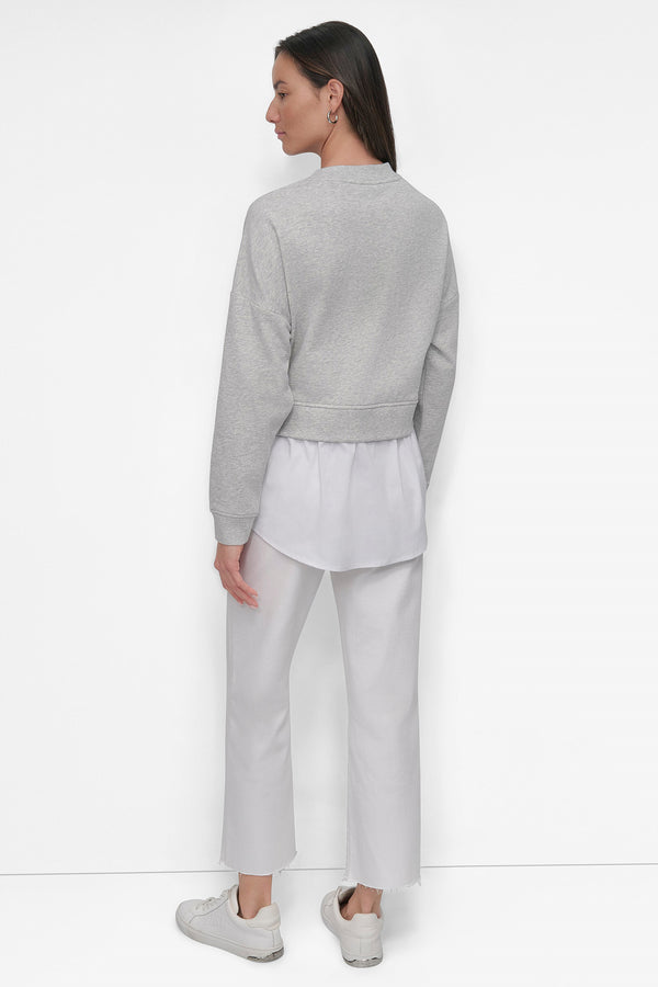 Dkny SWEATSHIRT WITH POPLIN SHIRT SKYGREY HEATHER/WHITE