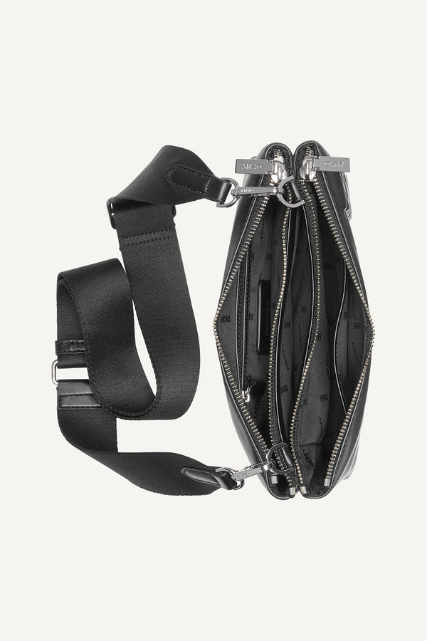 Dkny TINSLEY LOGO EMBOSSED CROSSBODY BAG Black/Silver