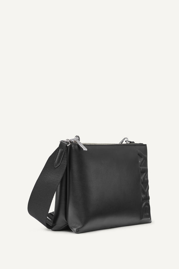 Dkny TINSLEY LOGO EMBOSSED CROSSBODY BAG Black/Silver
