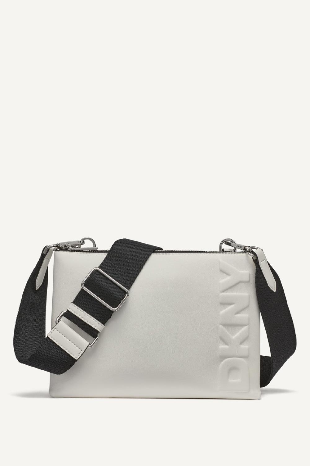 dkny TINSLEY LOGO EMBOSSED CROSSBODY BAG Marshmallow