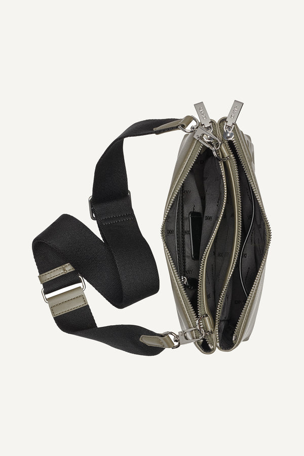 Dkny TINSLEY LOGO EMBOSSED CROSSBODY BAG Utility Green