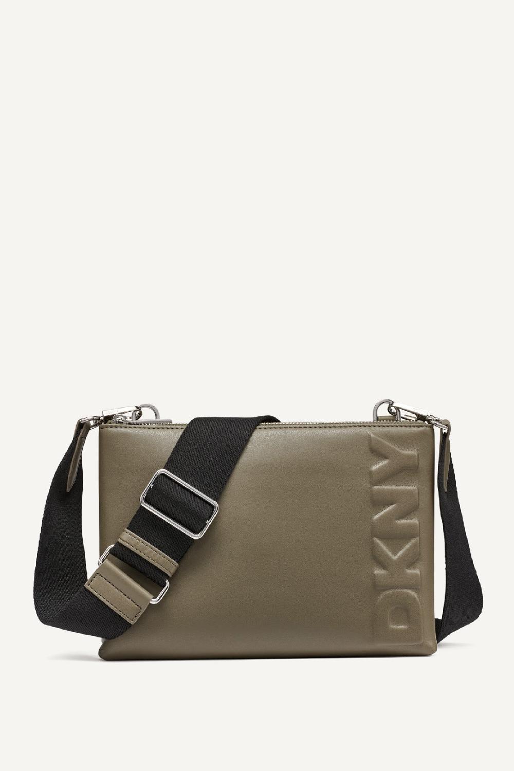 dkny TINSLEY LOGO EMBOSSED CROSSBODY BAG Utility Green