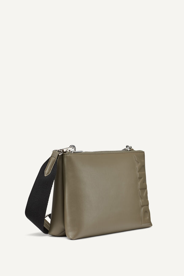 Dkny TINSLEY LOGO EMBOSSED CROSSBODY BAG Utility Green