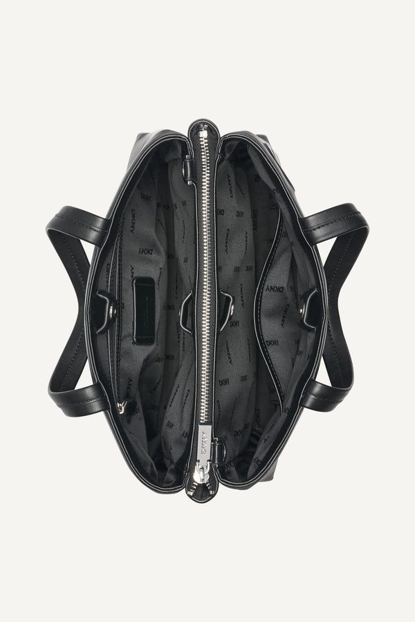 Dkny TINSLEY LOGO EMBOSSED SATCHEL BAG Black/Silver