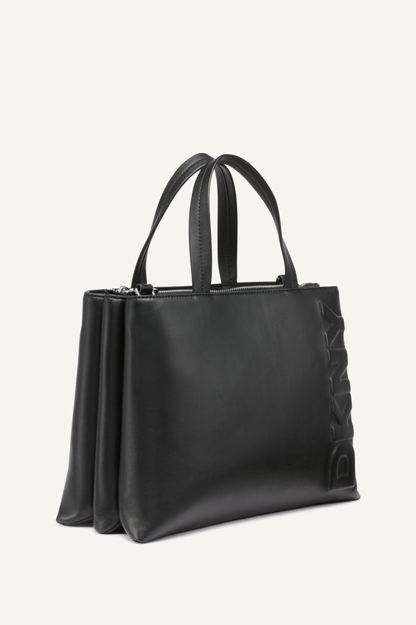 Dkny TINSLEY LOGO EMBOSSED SATCHEL BAG Black/Silver