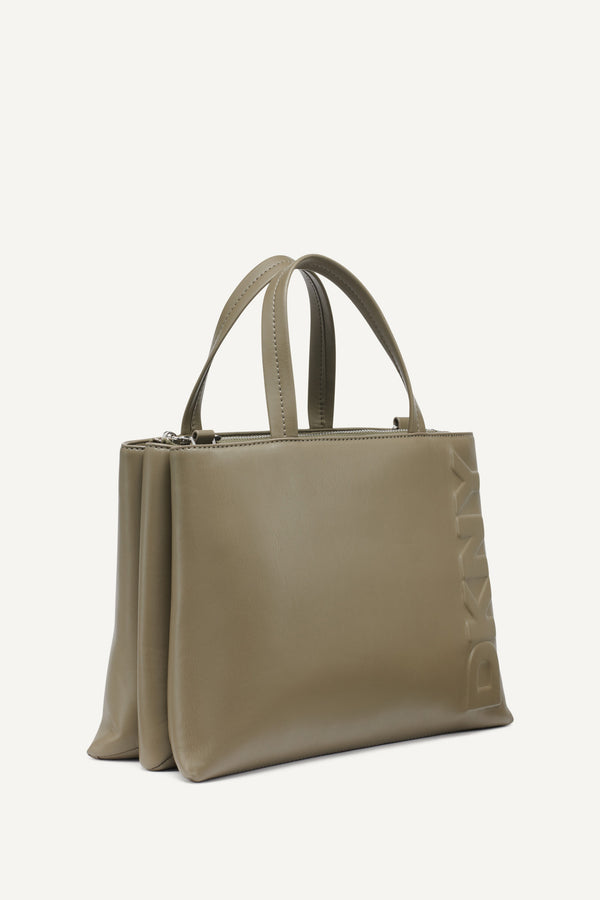 Dkny TINSLEY LOGO EMBOSSED SATCHEL BAG Utility Green