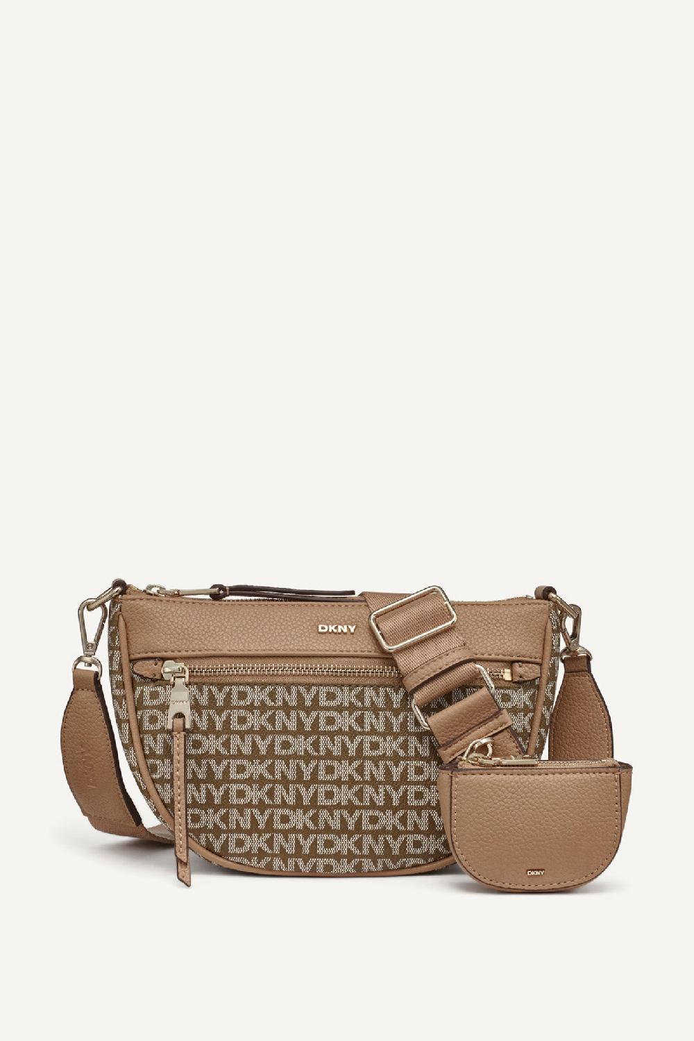 dkny ZOIE LOGO PANELED CROSSBODY BAG CHINO/CAPPUCCINO