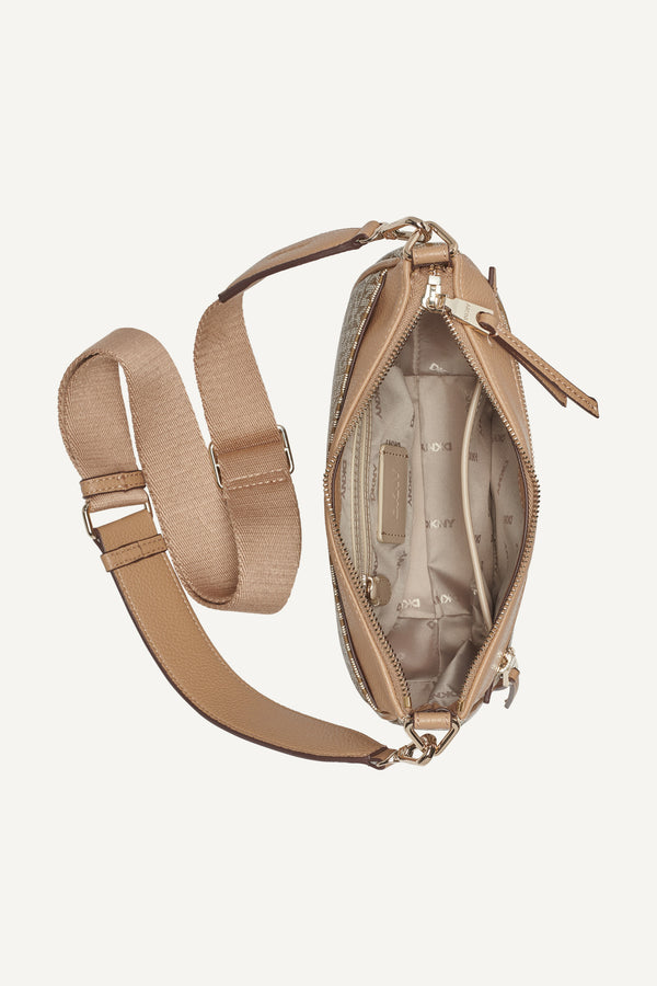 Dkny ZOIE LOGO PANELED CROSSBODY BAG CHINO/CAPPUCCINO