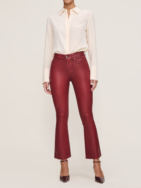 Dl1961 Bridget Boot High Rise Instasculpt™ Crop Jeans Cherry Coated