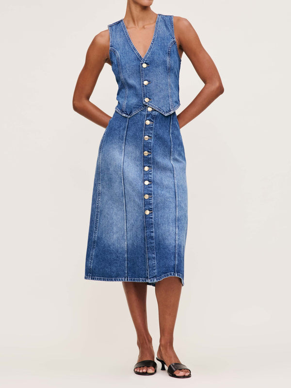 dl1961 Alma Denim Skirt Button Front Wythe