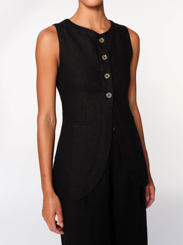 dl1961 Amalie Top Black Linen