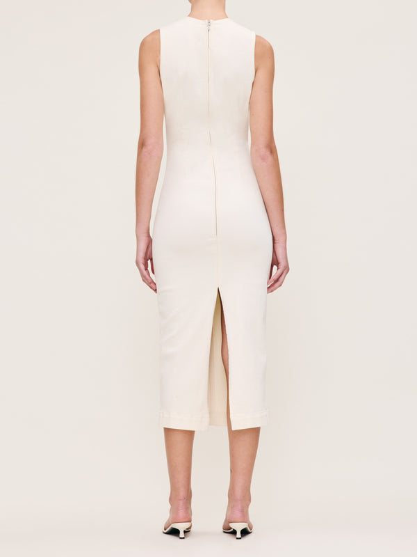 Dl1961 Esme Denim Dress Midi Eggshell