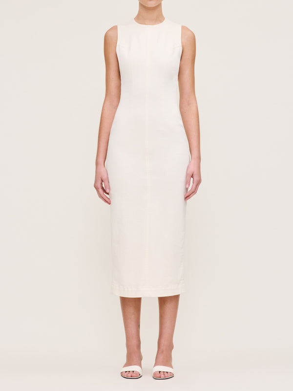 dl1961 Esme Denim Dress Midi Eggshell