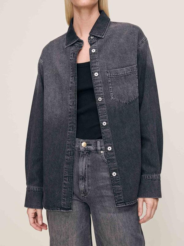 dl1961 Faye Oversized Denim Shirt Nightshade