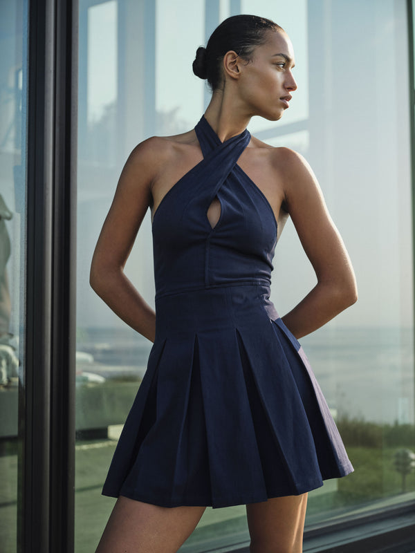 dl1961 Halter Dress Mini Bright Navy