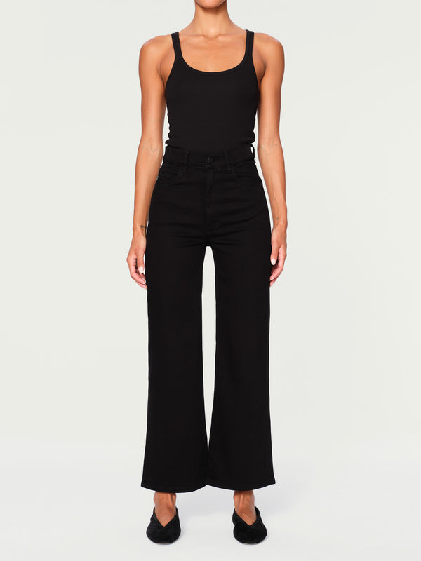 dl1961 Hepburn Wide Leg High Rise Jeans Jet Black