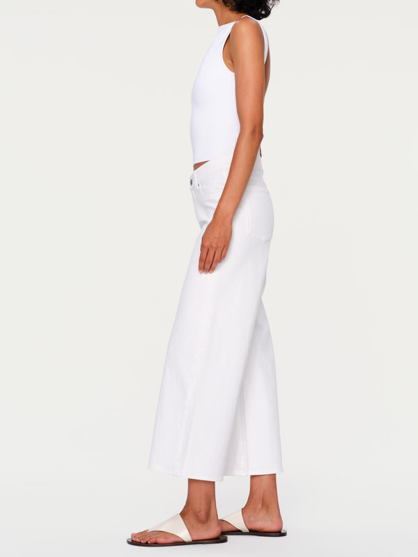 Dl1961 Hepburn Wide Leg Mid Rise Ankle Jeans White