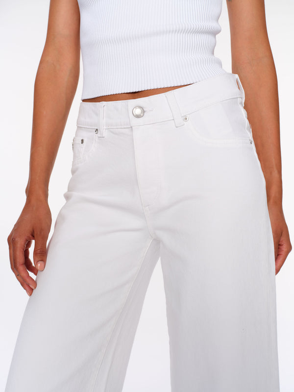 Dl1961 Hepburn Wide Leg Mid Rise Ankle Jeans White
