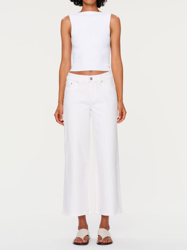 dl1961 Hepburn Wide Leg Mid Rise Ankle Jeans White