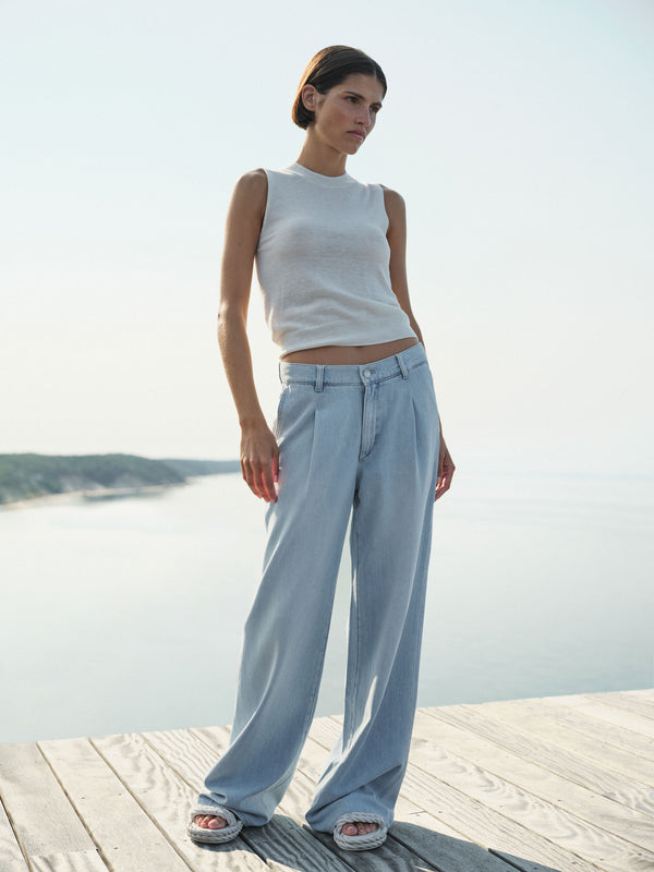 dl1961 Isabel Wide Leg Mid Rise 31.5" Poolside