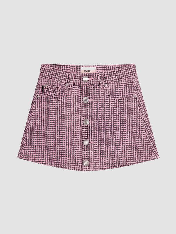dl1961 Jenny Mini Skirt Pink Houndstooth