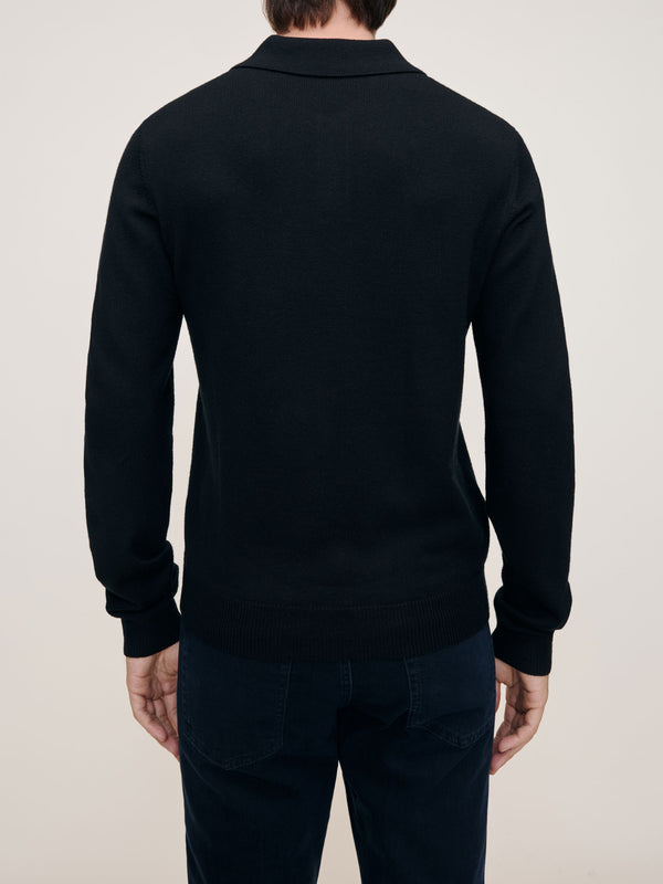 Dl1961 Knit Polo Long Sleeve Black