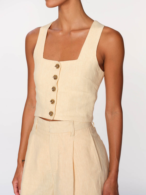 Dl1961 Lizzie Top Cropped Wheat Linen