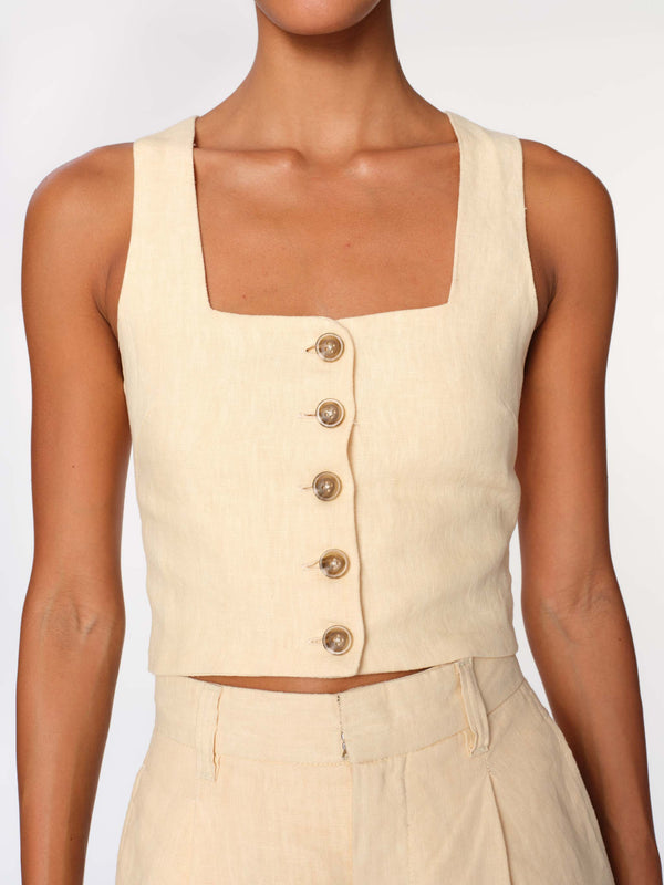 dl1961 Lizzie Top Cropped Wheat Linen