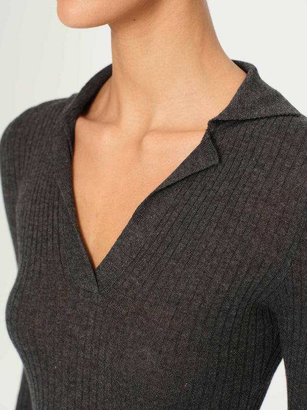 Dl1961 Long Sleeve Polo Charcoal