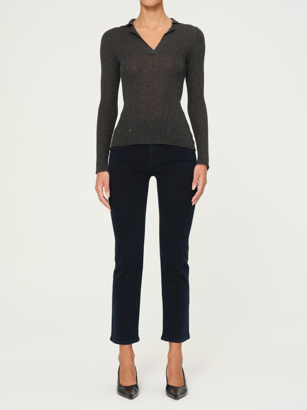 Dl1961 Long Sleeve Polo Charcoal