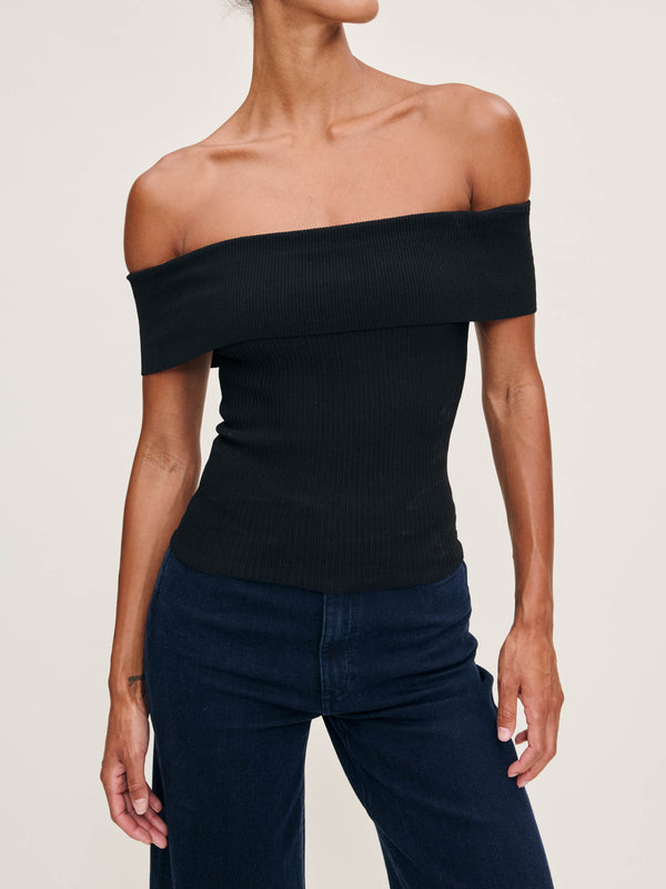 dl1961 Off Shoulder Top Instasculpt™ Rib Black