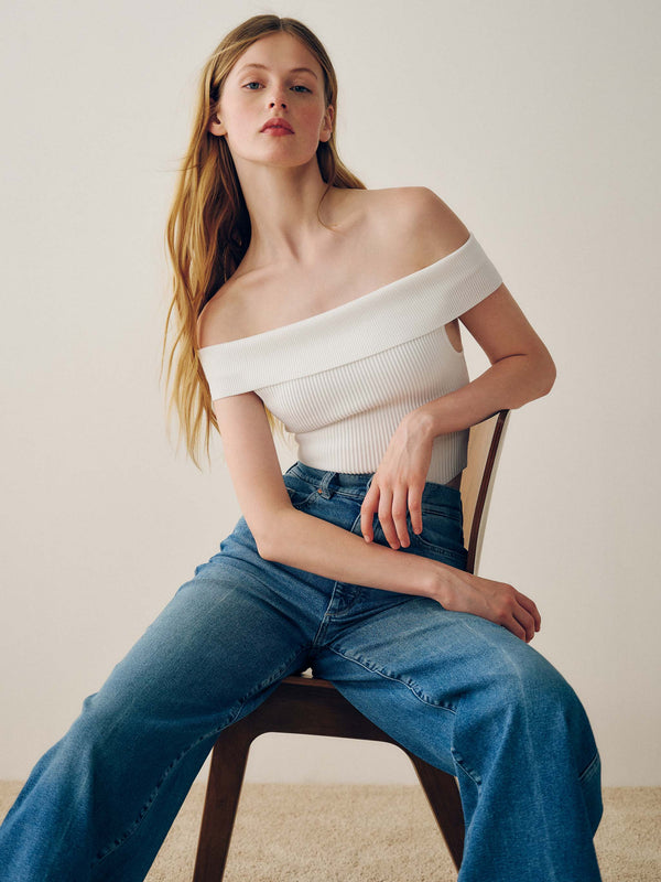 Dl1961 Off Shoulder Top Instasculpt™ Rib White