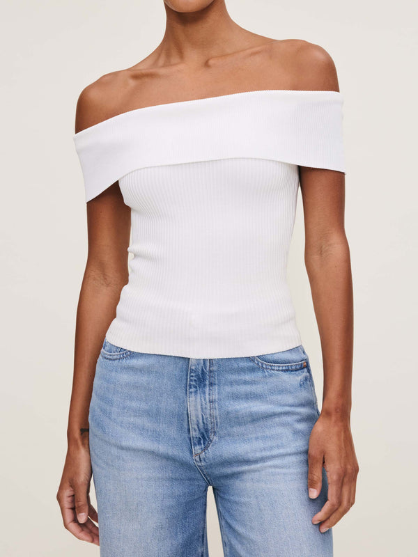 dl1961 Off Shoulder Top Instasculpt™ Rib White