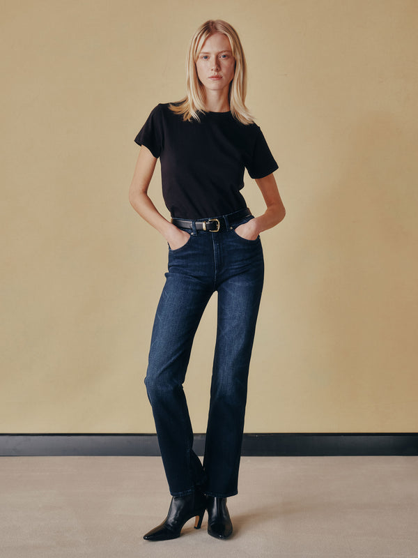 dl1961 Patti Straight High Rise 31" Jeans Blue Cave