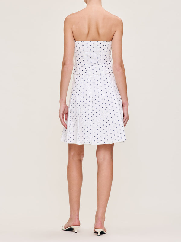 Dl1961 Pleated Denim Skirt Knee Length Marine Dots