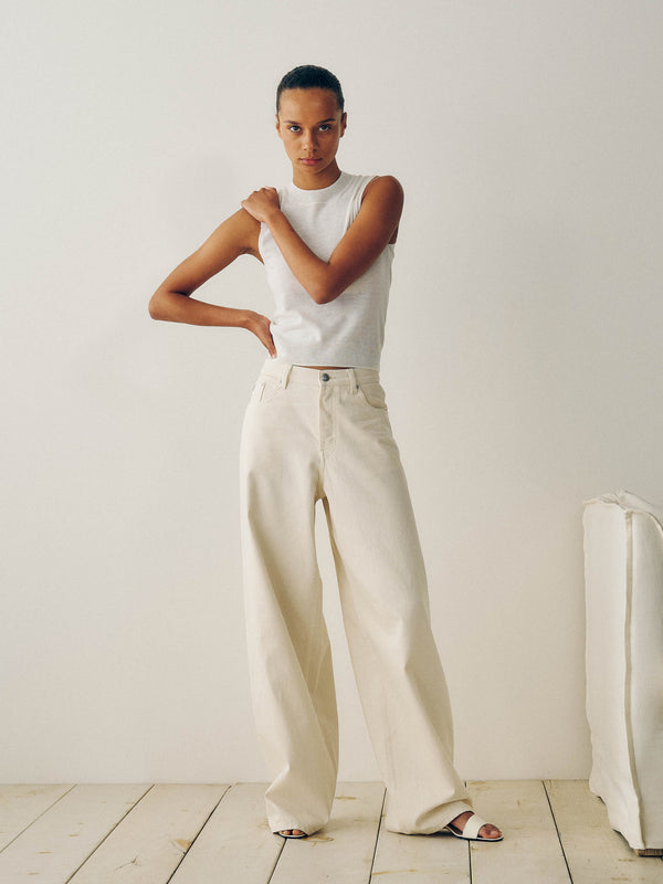 Dl1961 Razi Wide Barrel High Rise Jeans Ecru