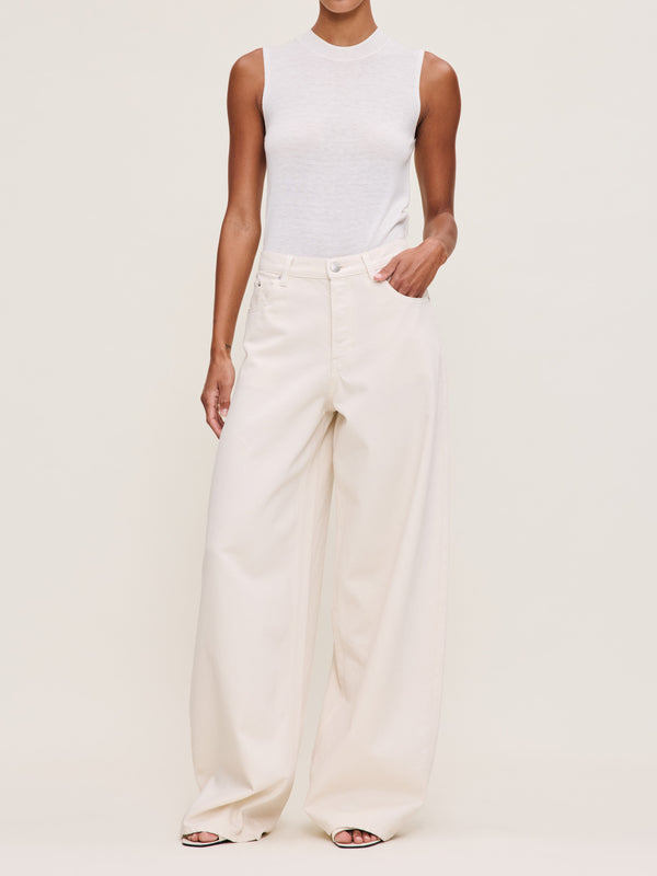 dl1961 Razi Wide Barrel High Rise Jeans Ecru