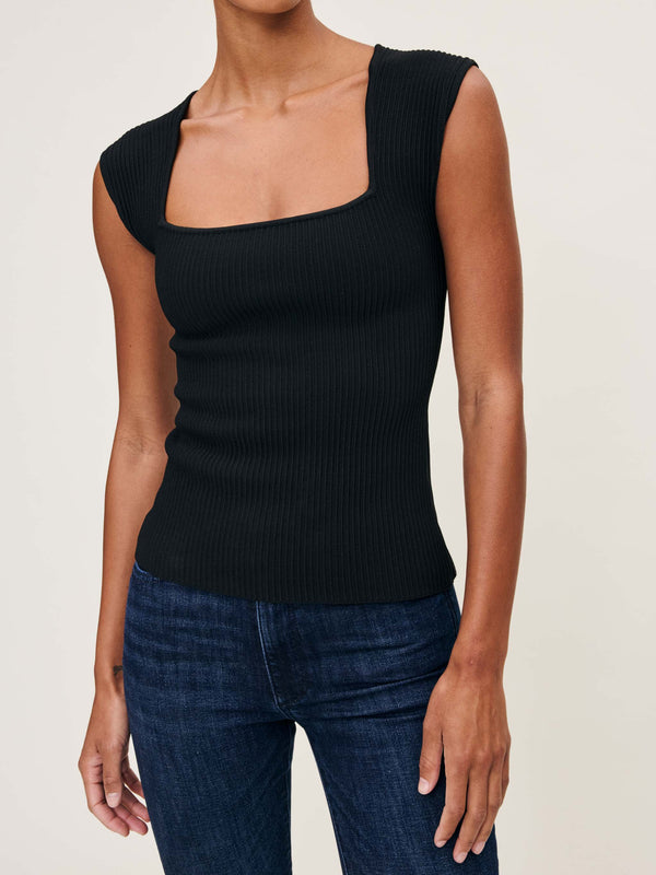 dl1961 Square Neck Top Instasculpt™ Rib Black