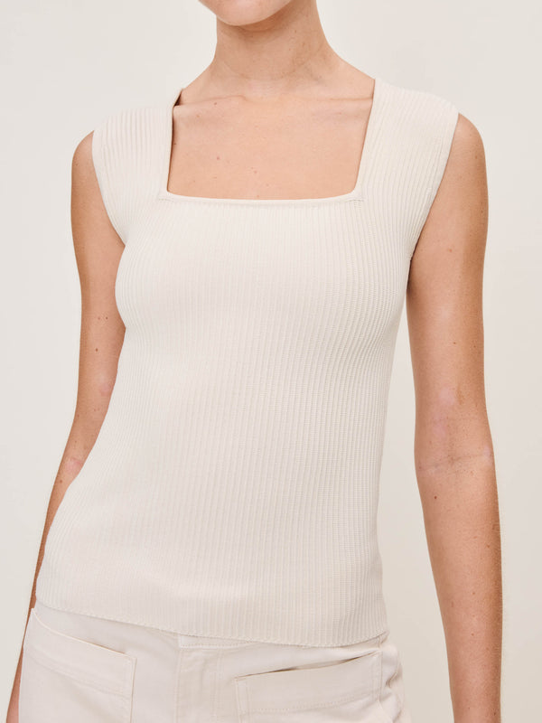 Dl1961 Square Neck Top Instasculpt™ Rib Ecru