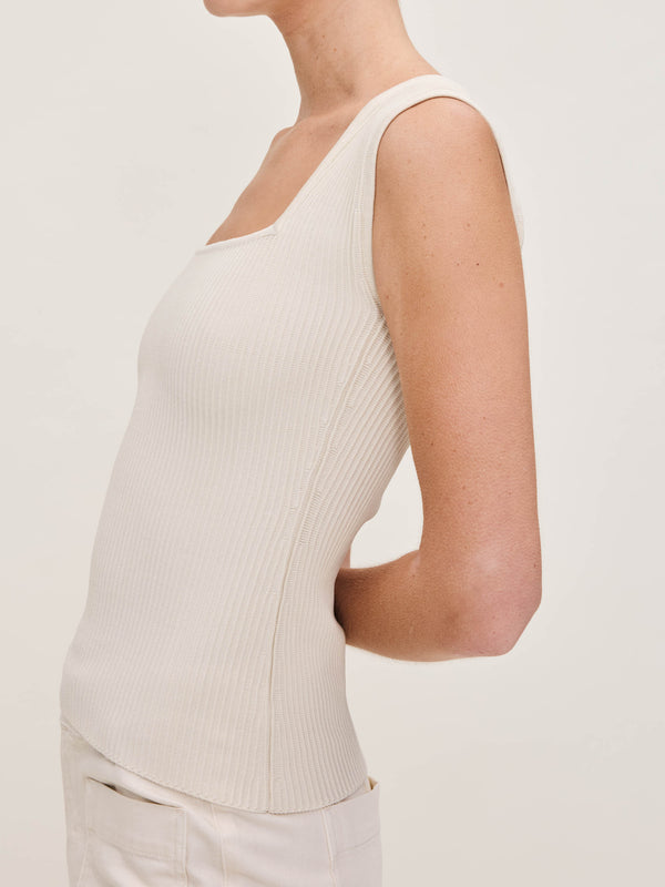 Dl1961 Square Neck Top Instasculpt™ Rib Ecru