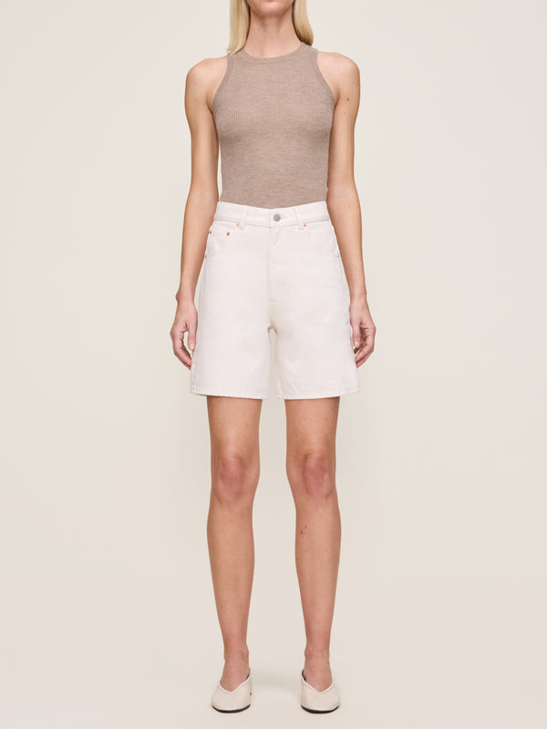 dl1961 Taylor Jean Shorts Ultra High Rise 7" Flax