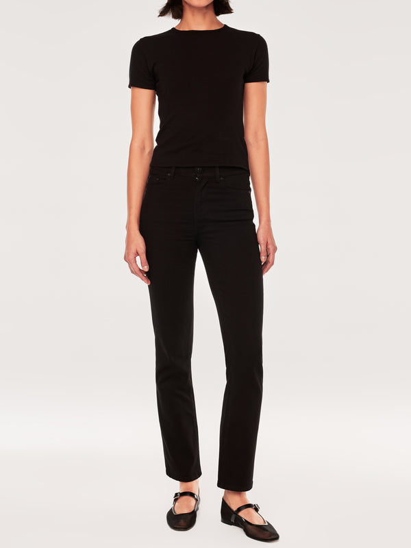 Dl1961 Halle Straight High Rise Instasculpt™ 29" Jeans Black Peached