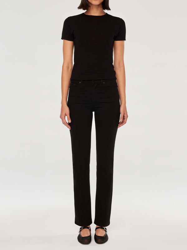 dl1961 Halle Straight High Rise Instasculpt™ 29" Jeans Black Peached